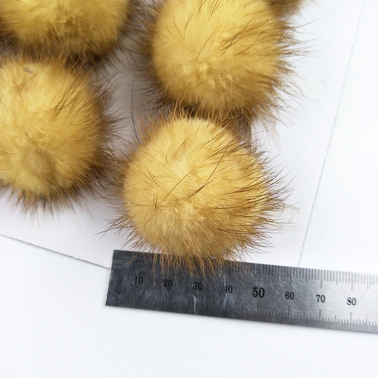 Wholesale factory quality mink fur pom poms spiky hairs mink fur balls 100% real mink fur pompons
