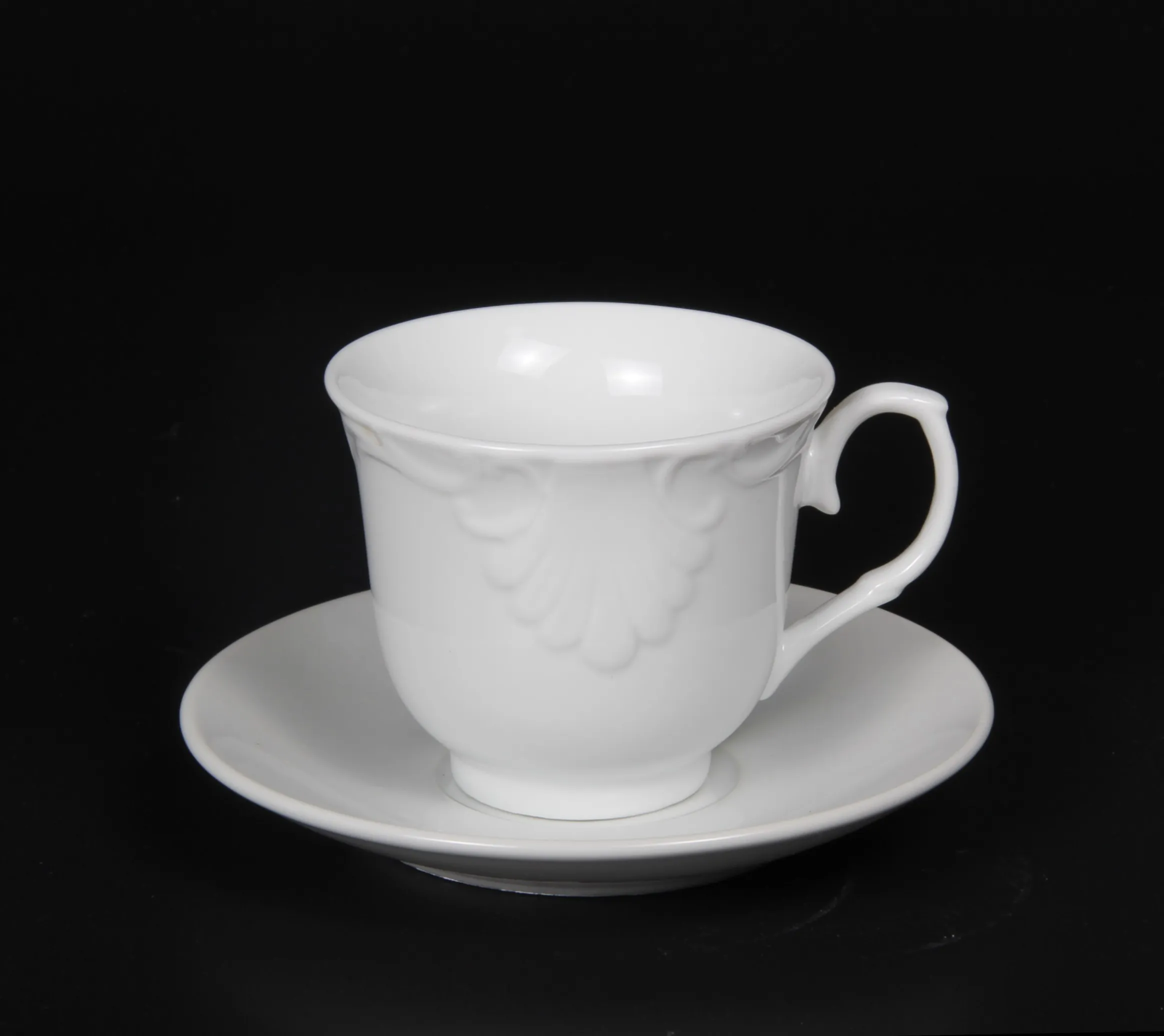 
15 pcs White Embossed Royal Porcelain Coffee Set Tea Set 
