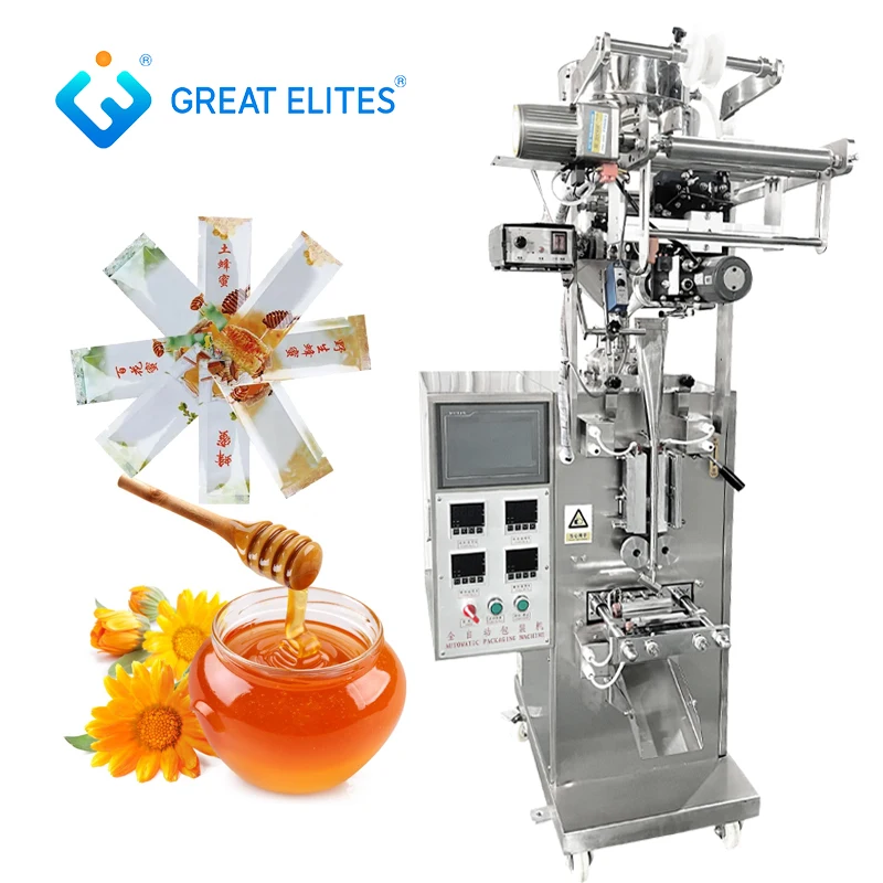 Automatic 3 sides / back seal sachet honey stick filling sealing packing machine sauce honey packing equipment