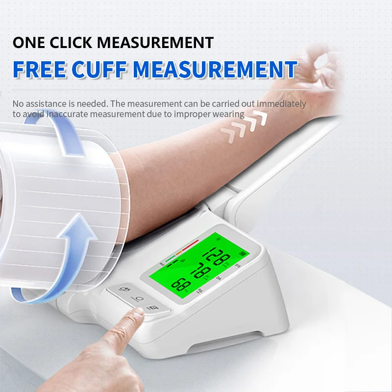 Upper Arm Blood Pressure Monitor with One-Touch Operation and Large Cuff