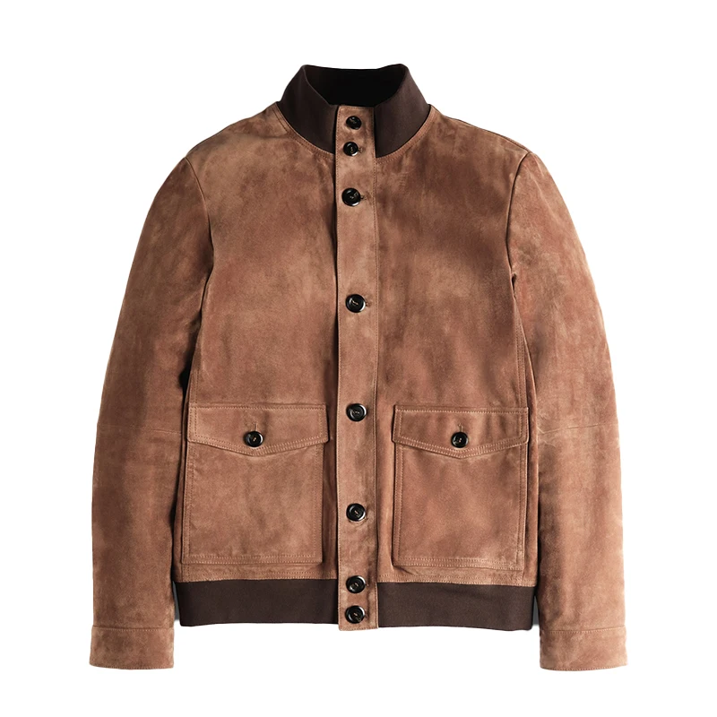 Customize Luxury Fashion Plus Size Button Stand Collar Winter Warm Slim Fit Faux Suede Jacket For Men