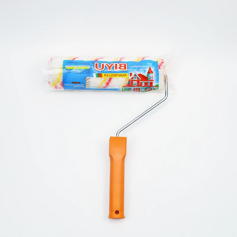 New 9 Inch White With Yellow Red Stripe Synthetic Paint Roller paint roll