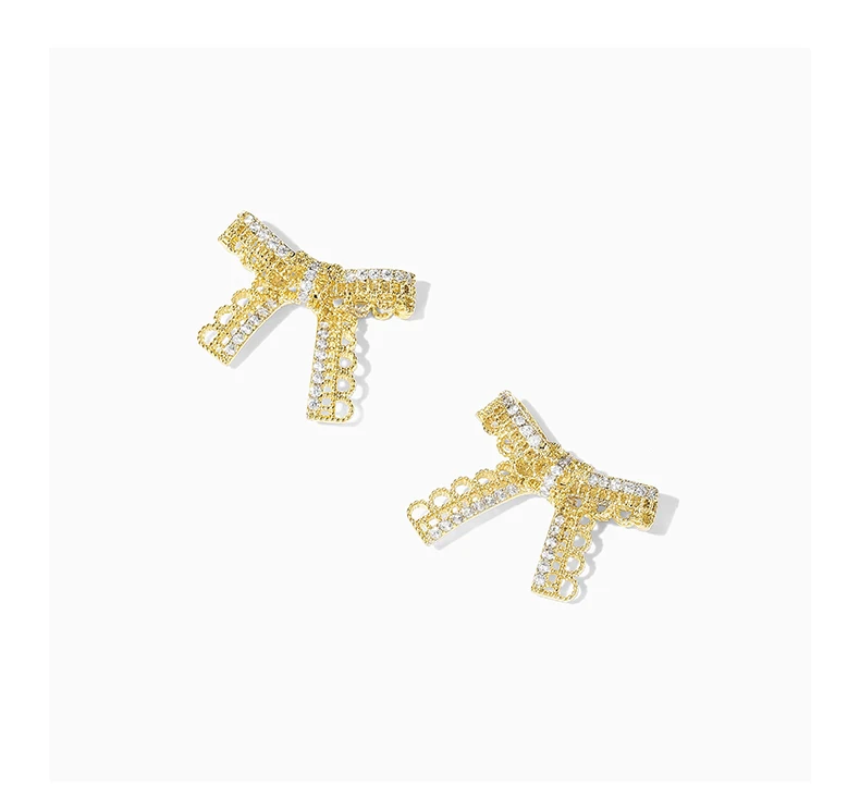 Lace series Bow-tie stud earrings for women exquisite earrings 2021 new trend 925 silver needle net red earrings