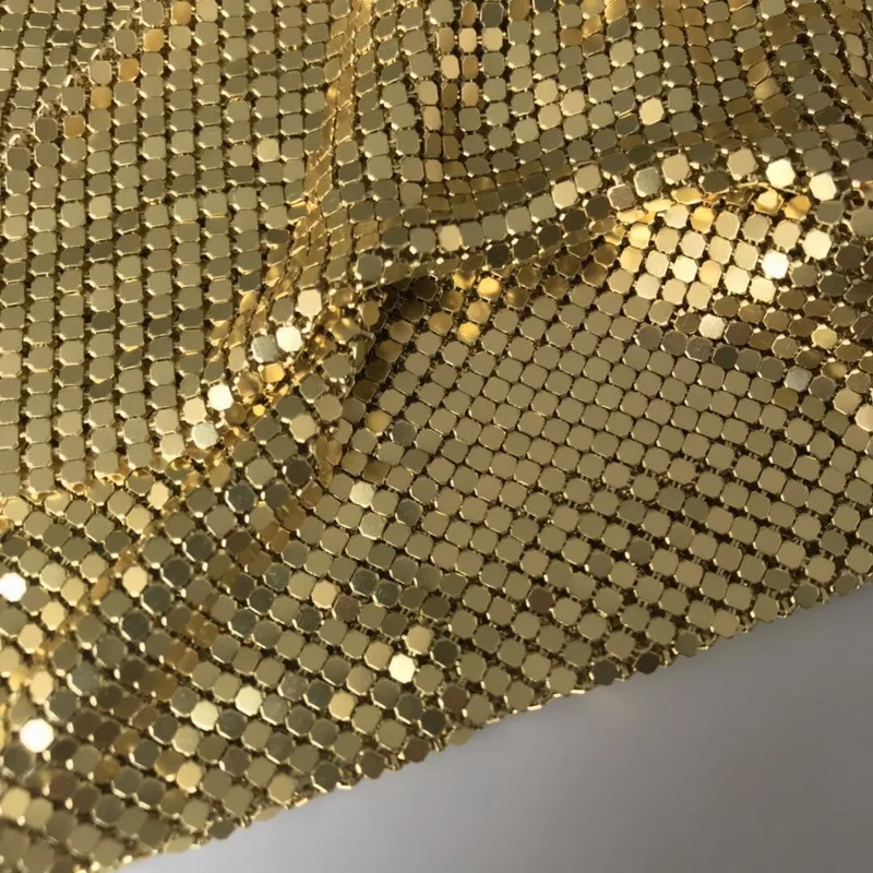 Electroplated Aluminum Mesh Metal Dress Bags Clothing Accessories Metallic Sequin Mesh Fabrics for nightclub