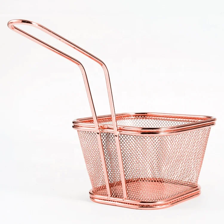 Kitchen Accessories Sliver Black Color Mini Chips Fries Serving Basket French Fries Basket Frying Basket