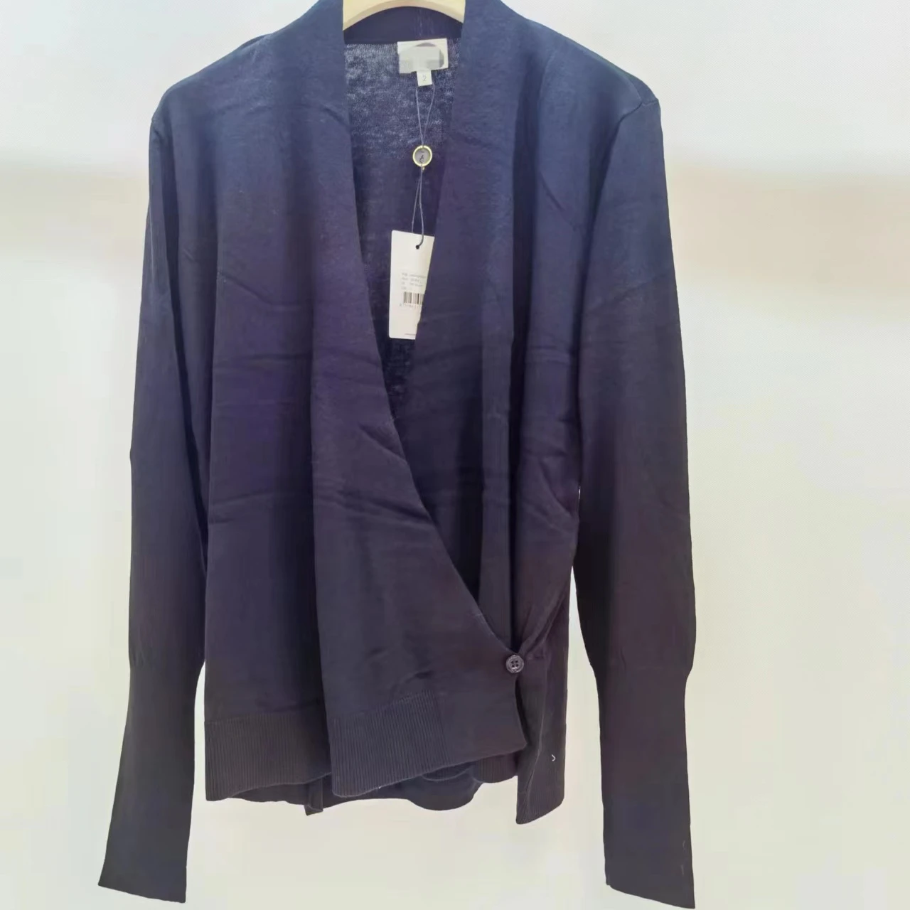 Women V-neck cashmere overlap Solid Button Breathable CARDIGAN