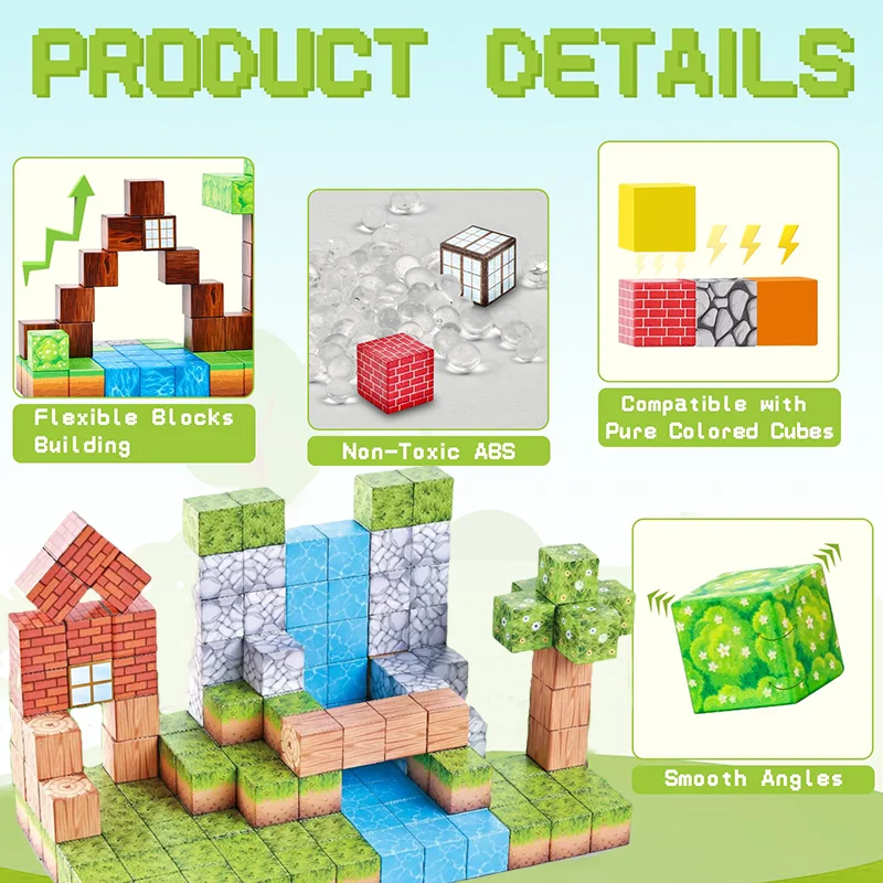 2025 Trending Stem 3d Magnetic Cube Set Magnet Toys children Puzzle Toddler Magic Strong Forest Magnetic Building Blocks For kid