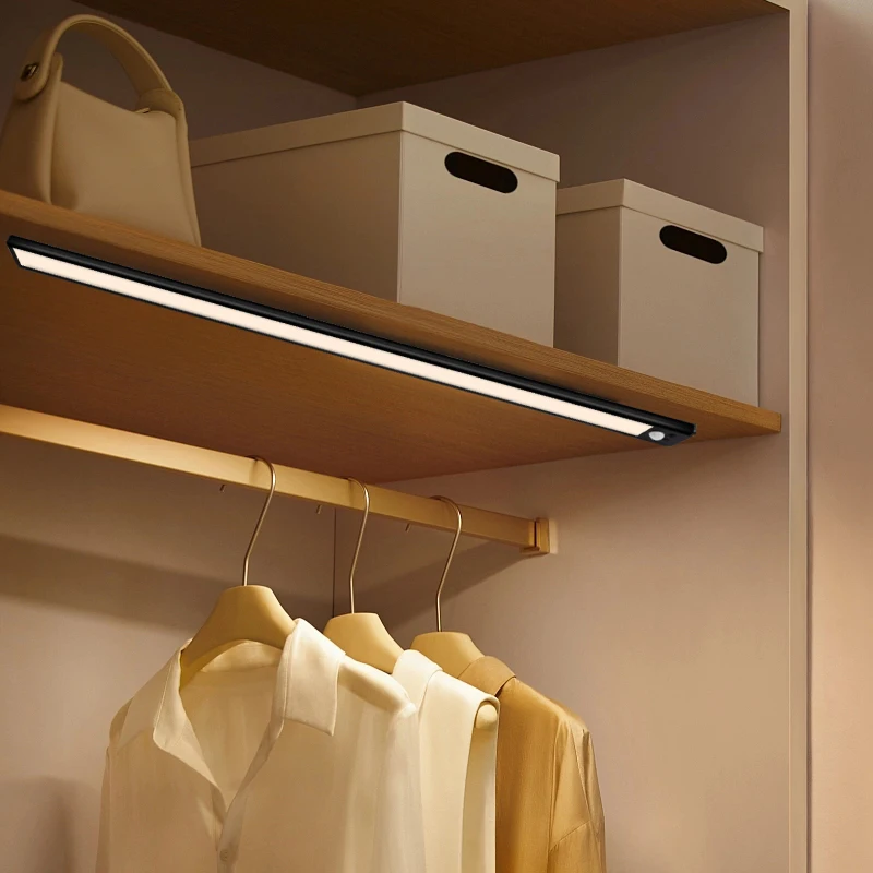 Aluminum Luminous Display Motion Sensor Kitchen Led Under Cabinet Light For Closet Wardrobe Home Bedroom