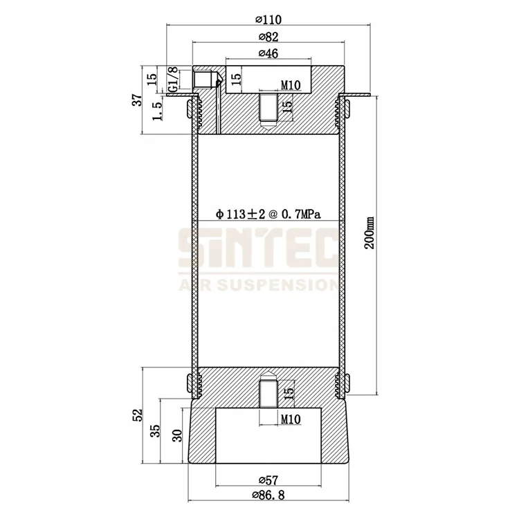 1S8210P04 Universal Sleeve Rubber Air Lift Ride Shock Bellow Spring Bags Air Suspension De Aire