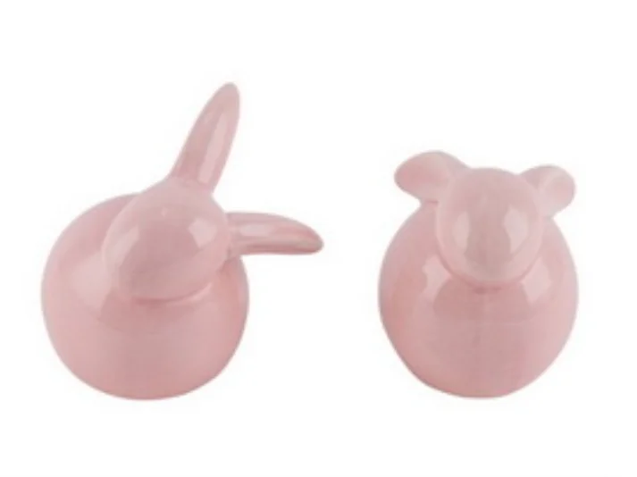 Easter decorations Pink ceramic rabbit table top decoration