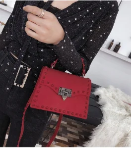 2021 new fashion Designer Messenger Rivet Litchi PVC Jelly Bolsas Designer leather crossbody handbag for women