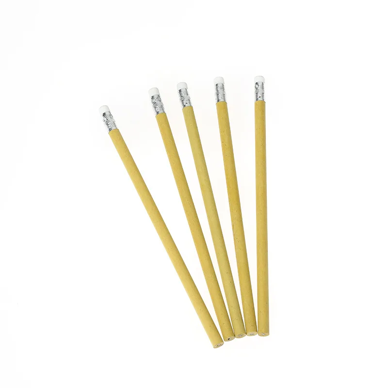 Creative eco-friendly non toxic students recycled kraft paper hb pencils with custom logo sharpened