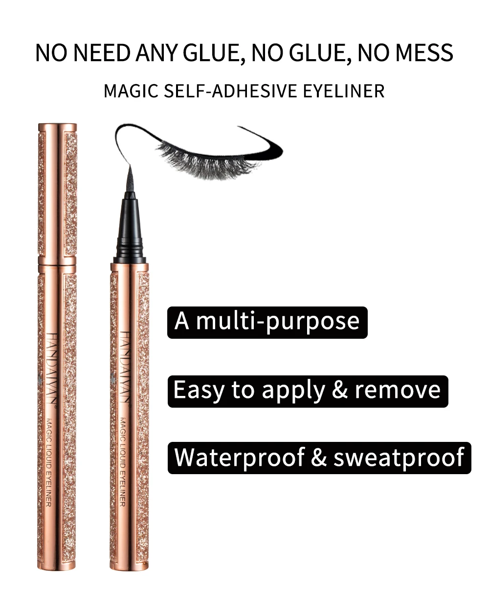 HANDAIYAN 2 in 1 Eyeliner Glue Pen Black Eyelash Eyeliner Waterproof Eye Pencil Make Up Makeup Cosmetic Wholesale