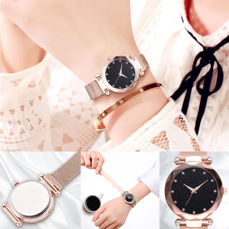 
Luxury Women Watches Magnetic Buckle Starry Sky Female Clock Quartz Wristwatch Fashion Ladies Wrist Watch Relogio Feminino 
