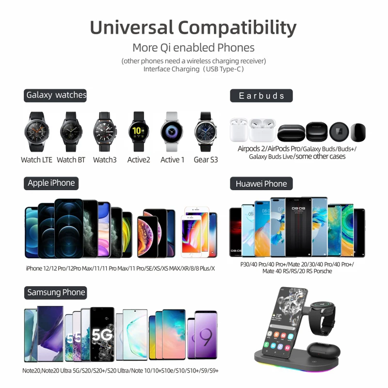 new technology 2022 3 in 1 wireless charger charging station smart phone  15w phone stand for iphone samsung watch iwatch TWS