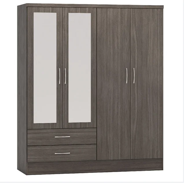 popular high quality smart walnut color big storage wardrobe clothes cabinet