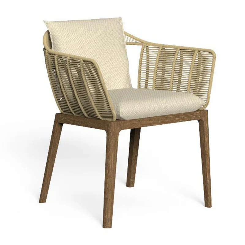 Outdoor teak rock plate dining table and chairs Villa Garden furniture Homestay Outdoor patio Nordic rattan chairs