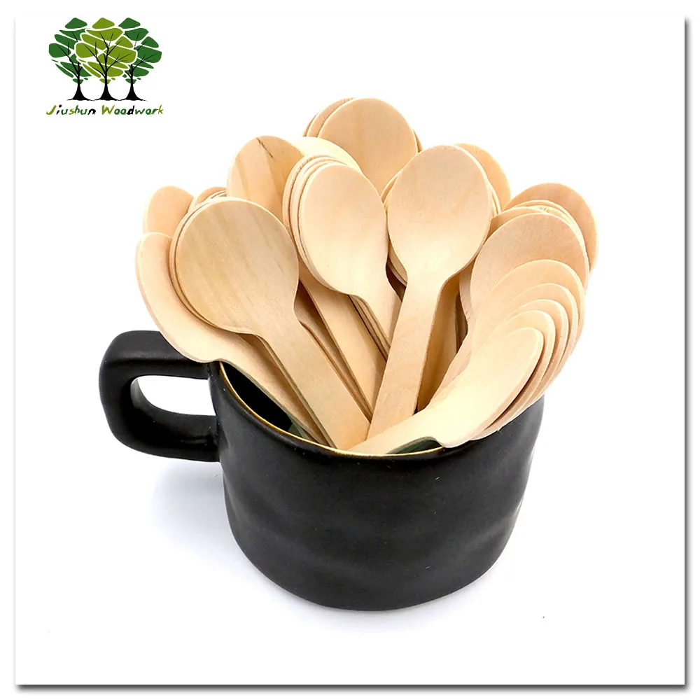 Biodegradable wooden small dessert / coffee spoon 100 mm biodegradable