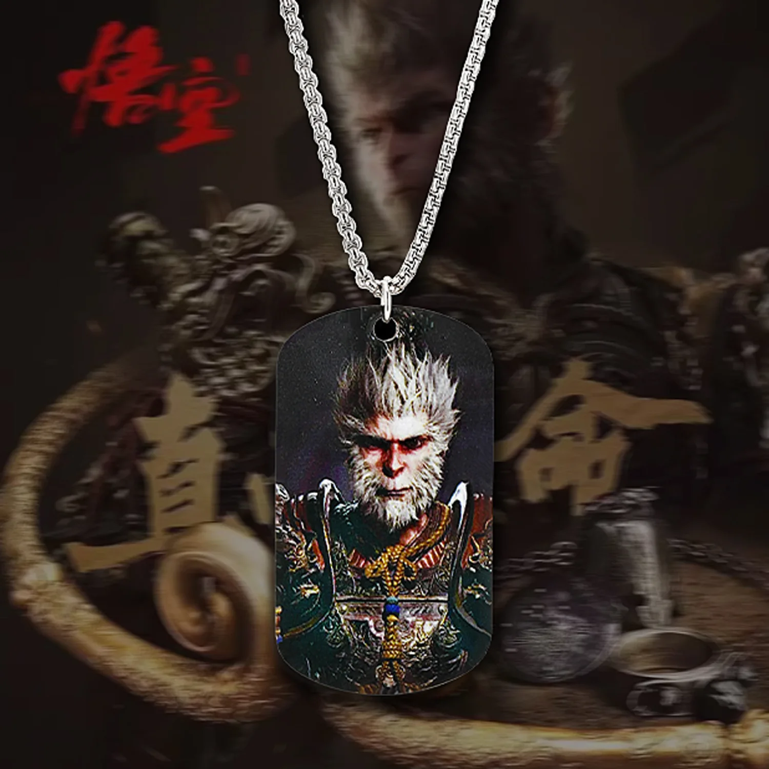 Black Myth Wu Kong Dangle Necklace Stainless Steel Famous Game Wu Kong Necklace Journey to the West Portrait Necklace AM1081018