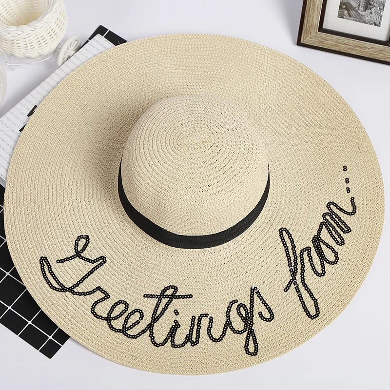 Hot selling ladies custom paper straw hat wholesale floppy beach hats women