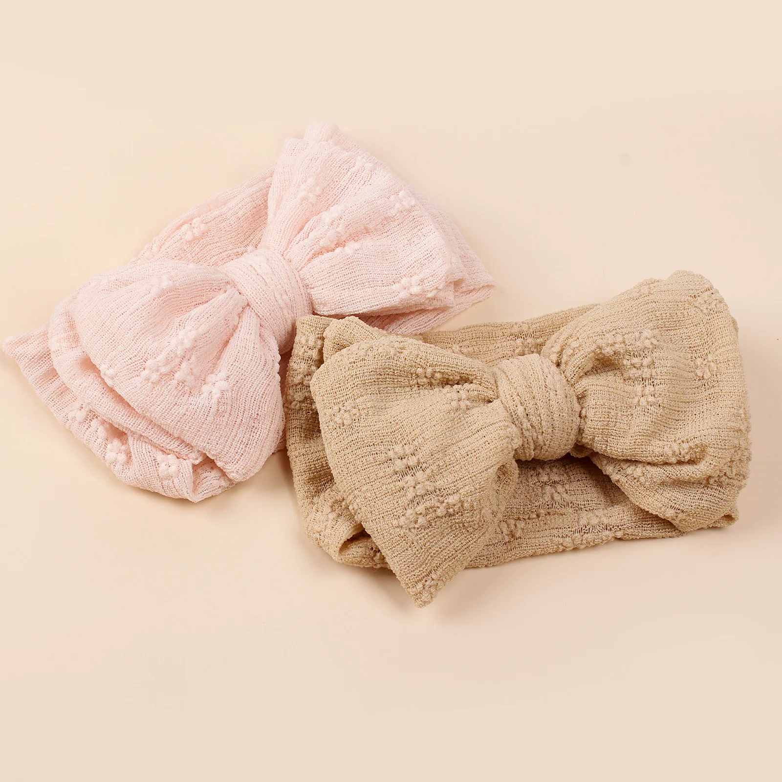 Baby Girls Nylon Knit Headbands Infant Toddler Solid Colors Top Knotted Baby Turban Headbands