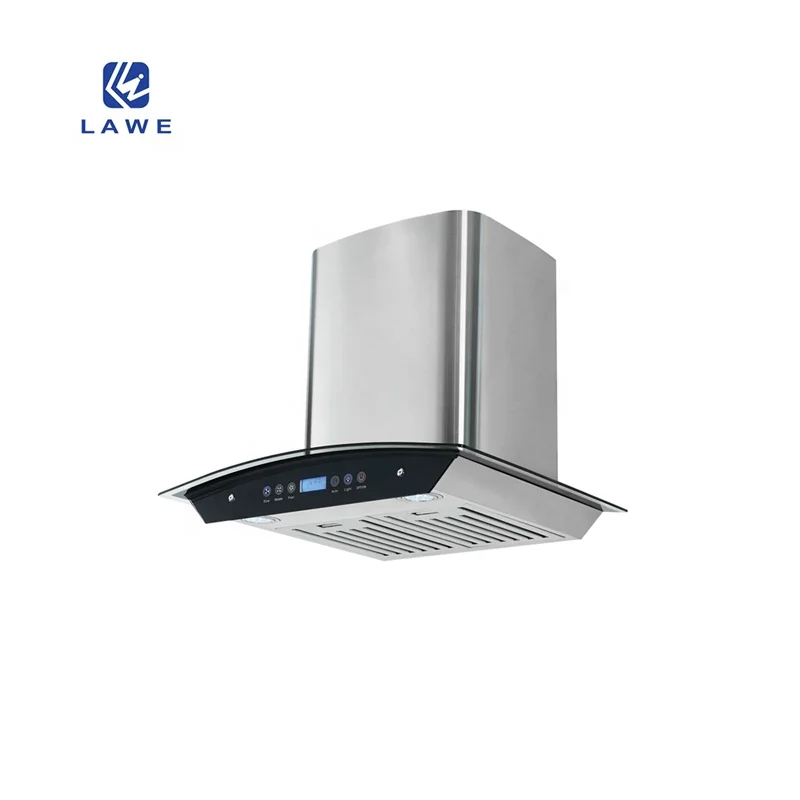 Zhongshan Lawe Product Kitchen Chimney Cooker Hood Fashion Attractive Design Chinese Style Curve Glass Smart Range Hood