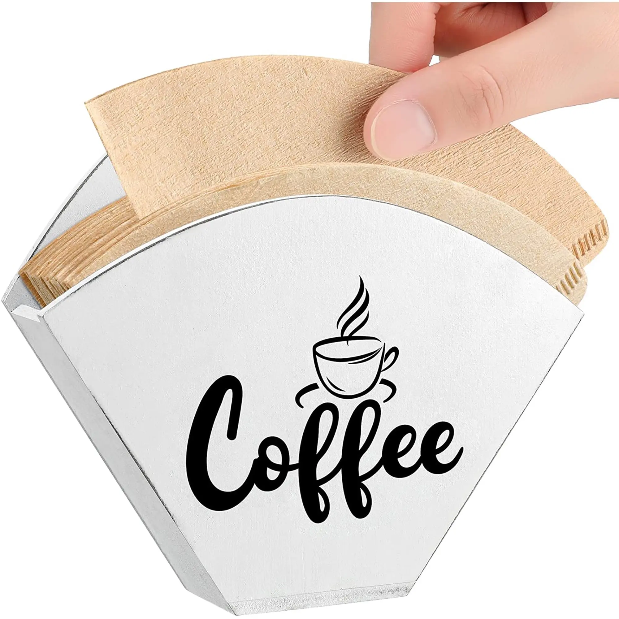 Coffee Filter Holder Vintage Filter Storage Container Wall-mount Coffee Filter Storage Farmhouse Style Coffee Paper Cone Holder