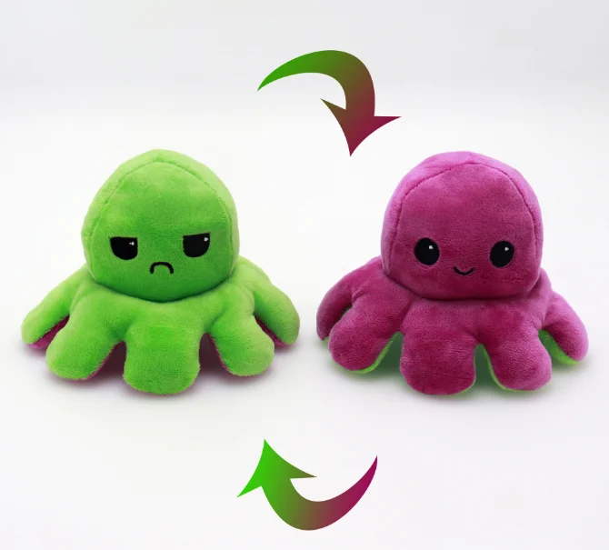 Amazon Hot Selling High Quality Stuffed Animals 20cm Octopus Flip Reversible Plush Pillow Ama zon Brawl Stars Emoticon Toys