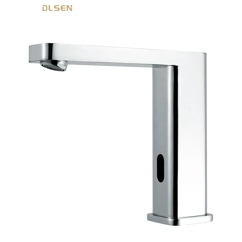 Electronic Infrared Hands Free Bathroom Basin Faucet Taps Chrome and Sensor Touchless Faucet Modern Contemporary Ceramic 5 Years