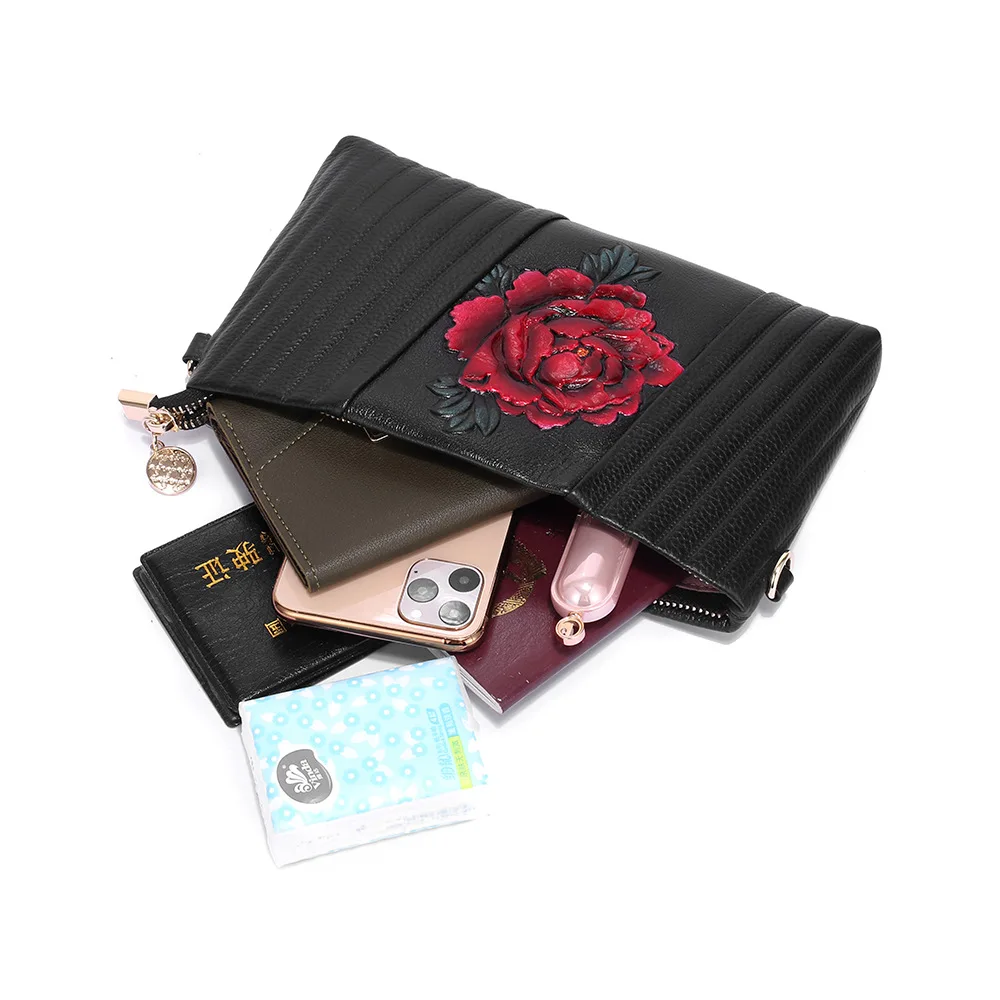 Matching Hand And Heel Genuine Cowhide Leather Oem Manufacturer Clutch Bag For Women Wedding 2022