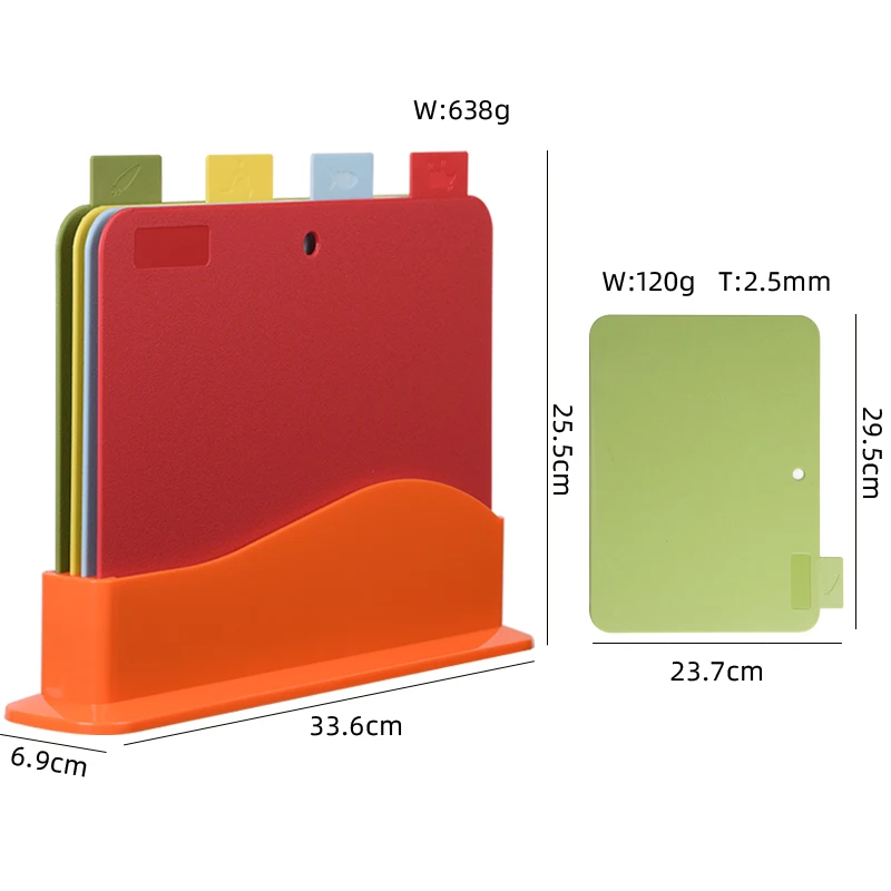 Plastic Cutting Board 4 Piece  Set Chopping Board High Quality and Classified Board Cookware PP Healthy Sterility