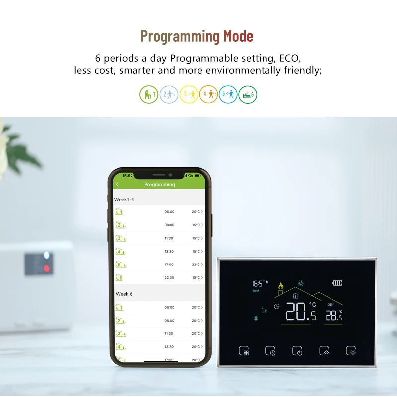Home Apartment Office Household Smart Wifi Programmable Heat Termostato RF Heating Thermostat