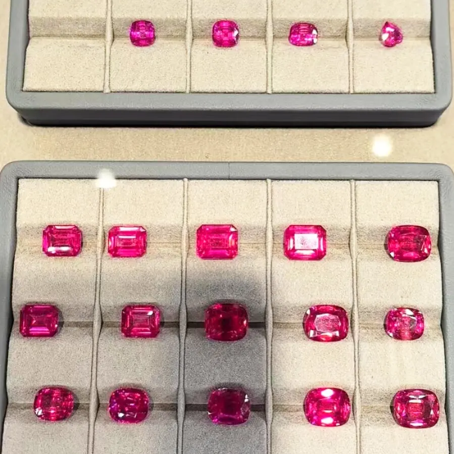 Wholesale Price Lab Grown Hot Pink Sapphire Emerald Red Ruby Loose Created Round Cushion Oval Gemstone for Jewelry Making