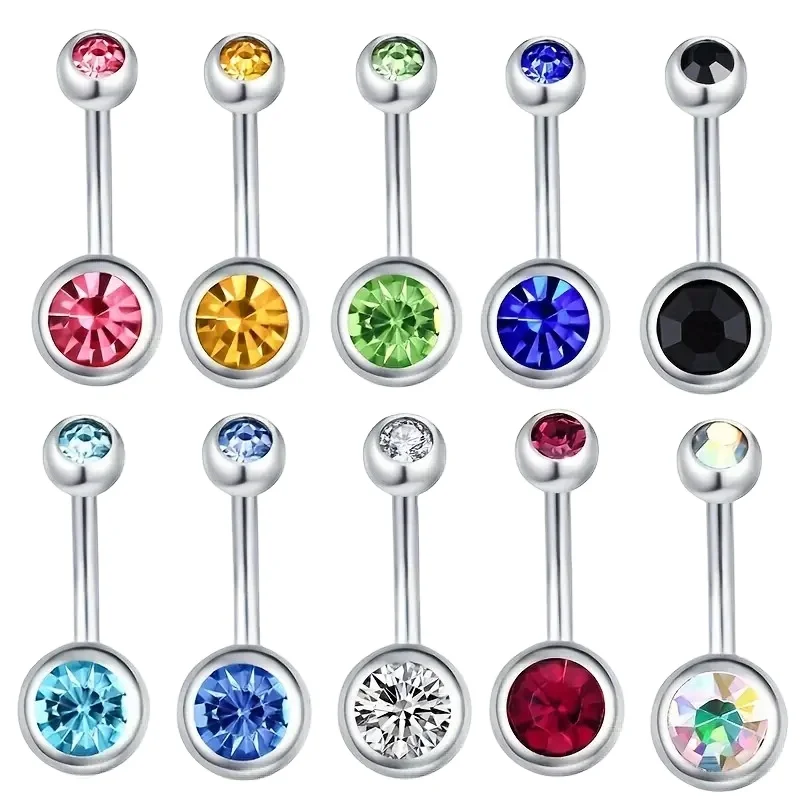 Trend wholesale rhinestone silver gold stainless steel cute fashion navel rings for women body piercing jewelry