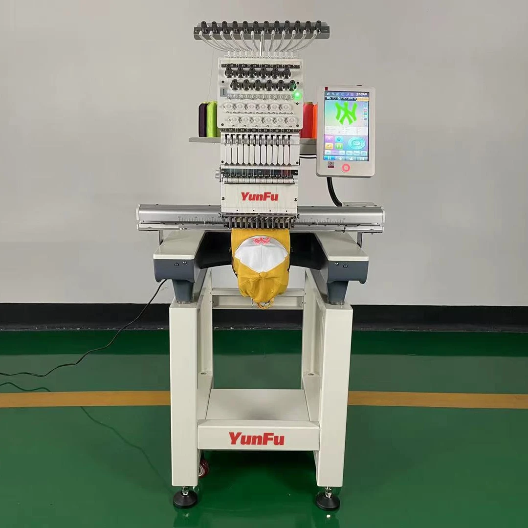 Home Use Small Computerized Elucky  Single Head 12 15 Needles Hat Mini Embroidery Machines With Factory Price