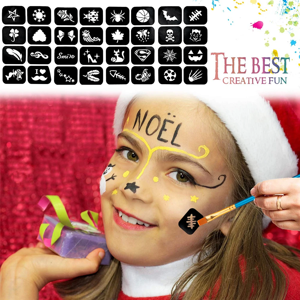 Professional Face Body Art Painting Brush Stencil Supplies Cosplay Makeup Palette Body Paint Kit Oil Face Paint