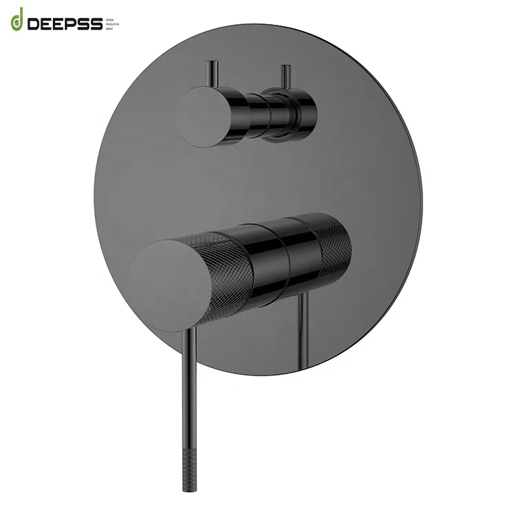 DEEPSS china manufacture brass gun grey round bath tap 2 function concealed valve wll mounted basin faucet mixer for bathroom
