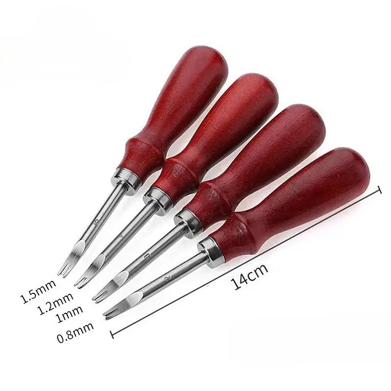Wooden Handle Leather Craft DIY Hand Made Tools Handmade Chamfering Knife Trimming Knives Manual Edger Leather Edge Beveler