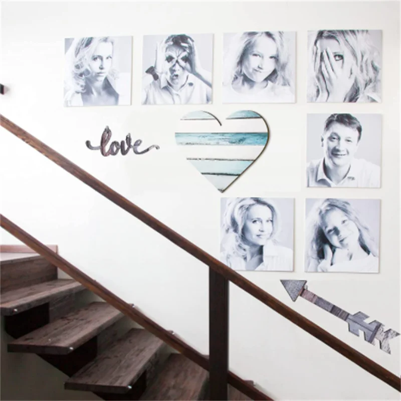 Customized Modern Heart shaped wood sign heart shaped wooden wall hanging for home farmhouse living room