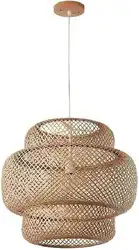 Natural Domed Bamboo Lamp Rattan Lamp FSC Ceiling Hanging Light Hand Woven Wicker Pendant Light Rattan Pendant Lamp Chandeliers