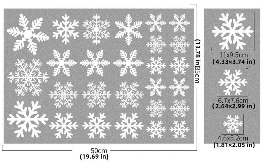 27Pcs Christmas Window Clings Snowflakes Window Decals Static Glass Stickers for Christmas Decorations Window Decor