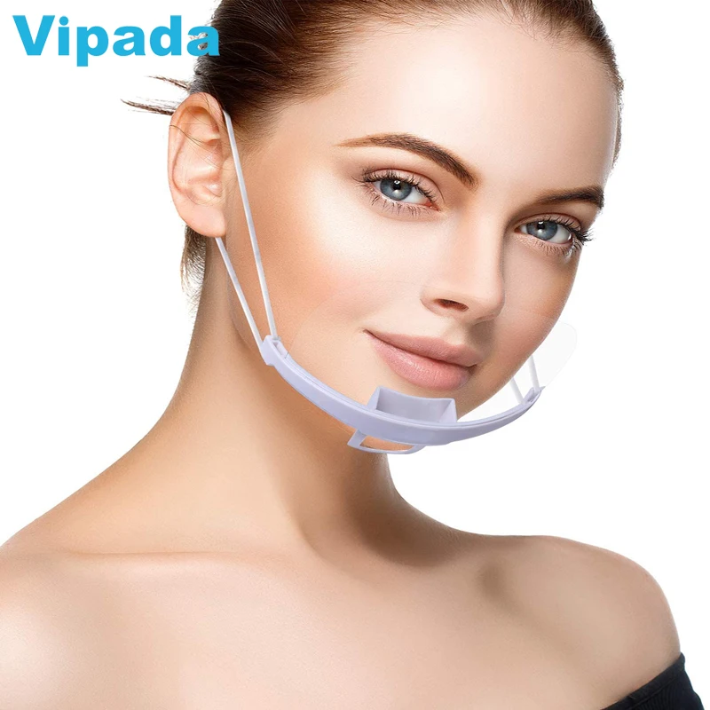 Прозрачная маска для лица, прозрачная санитарная маска, пластиковый прозрачный щит для рта для ресторана, тату, макияжа, кейтеринга