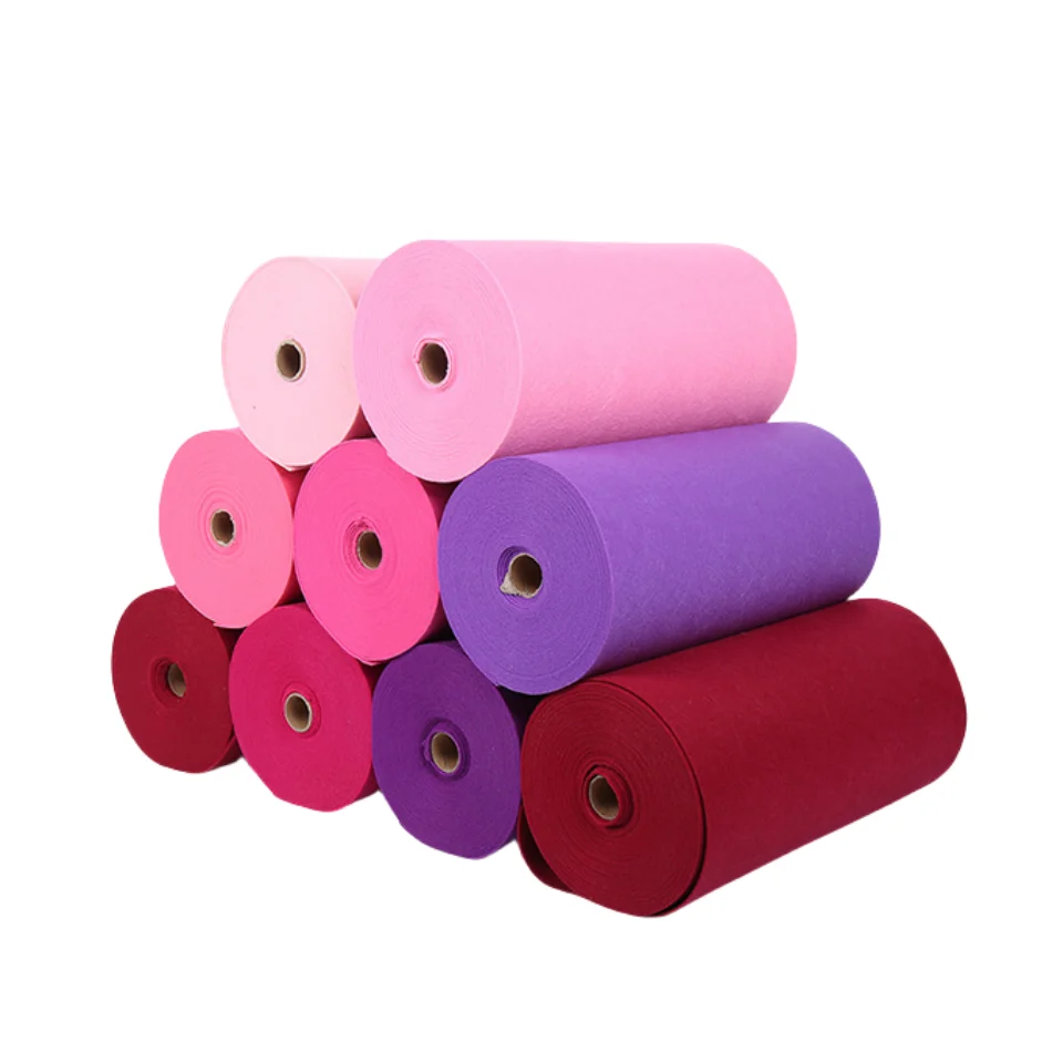Nonwoven Fabric Roll 100% Polyester Craft Felt Colorful 1mm 2mm 3mm Polyester Felt Needle Punched For Sale