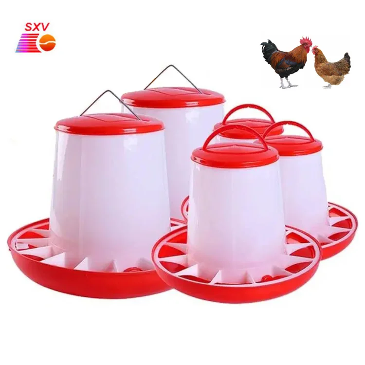 Portable Plastic Chicken Drinkers Food Feeder Waterer Bucket Automatic 12Kg Poultry Chicken Feeder