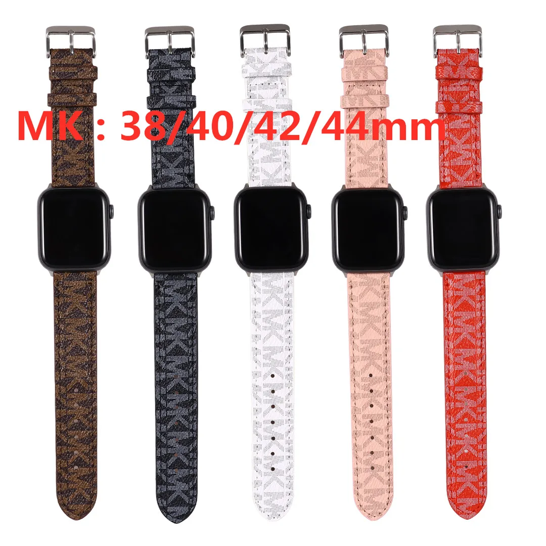  Модный ремешок для часов Apple Watch с кожаным принтом apple