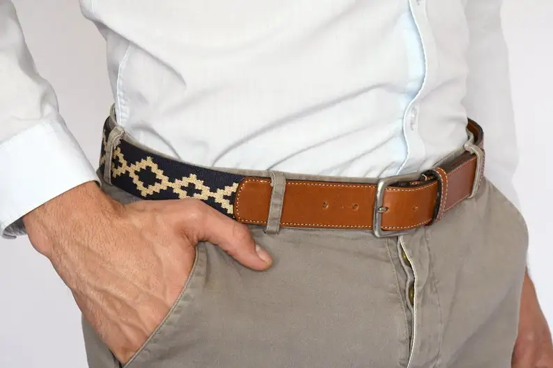 Customize Vegetable Tanned Leather Unisex argentina Embroidered polo belts