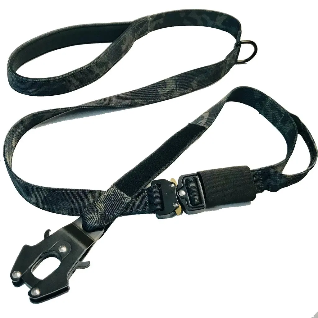 Frog Clip Tactical Dog Leash Heavy Duty Military Style with Padded handle and metal Buckle