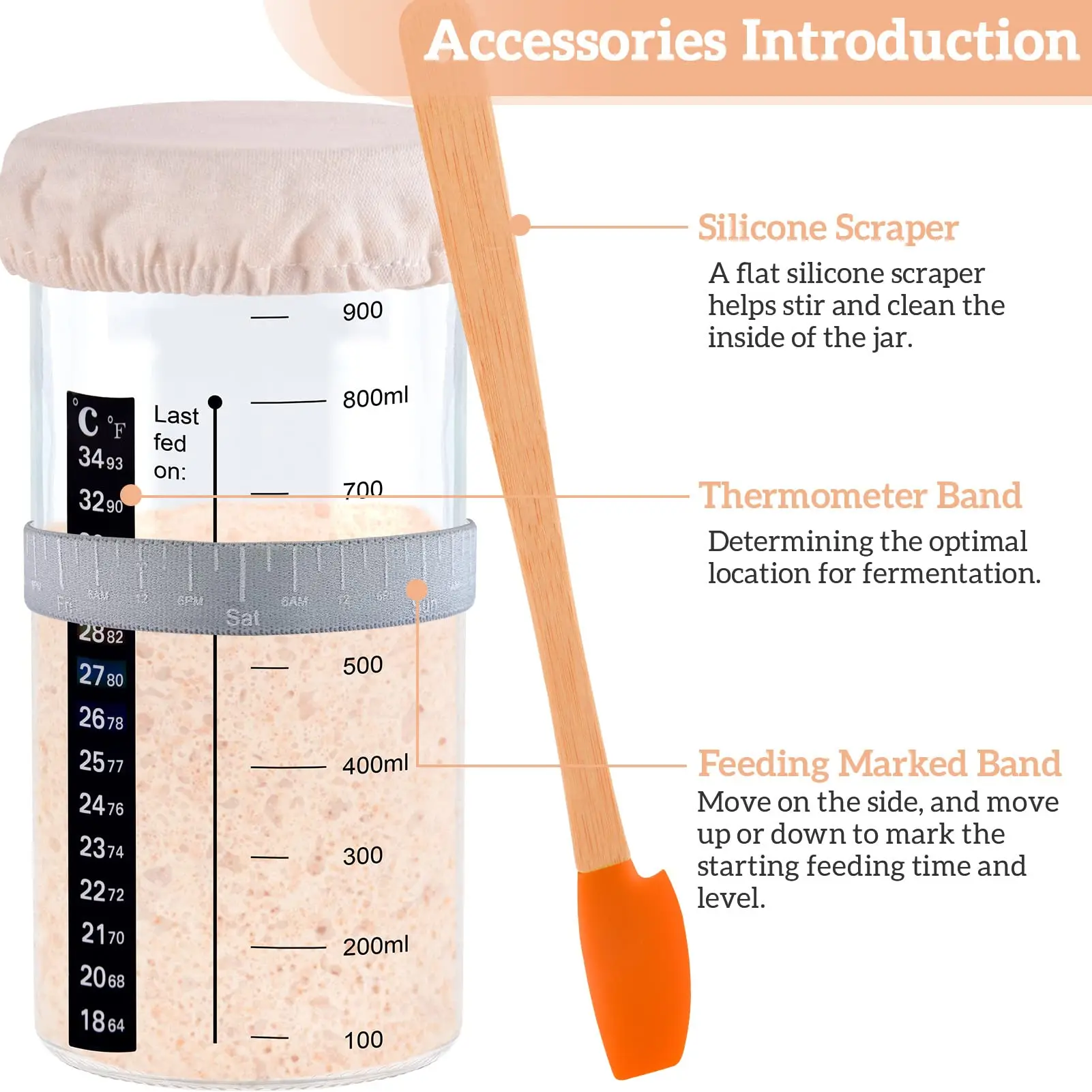 eco friendly products 2024 24 Oz Wide Mouth Sourdough Sourdough Starter Jar For Sourdough Bread Baking