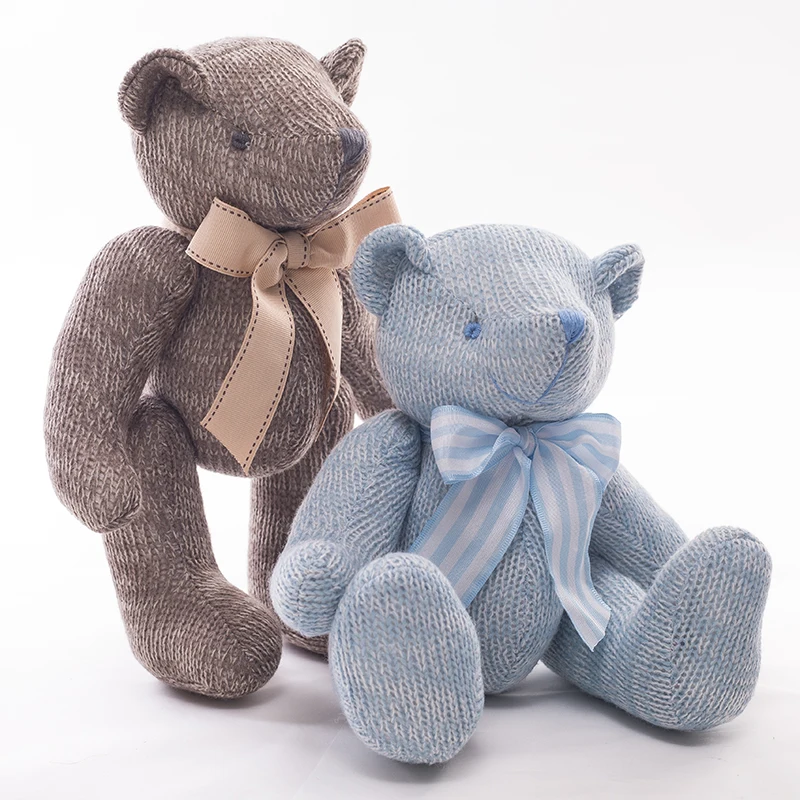 28cm Knitted Teddy Bear Toy Crochet Plush Animal Dolls Handmade Knitted Toys Baby Toys