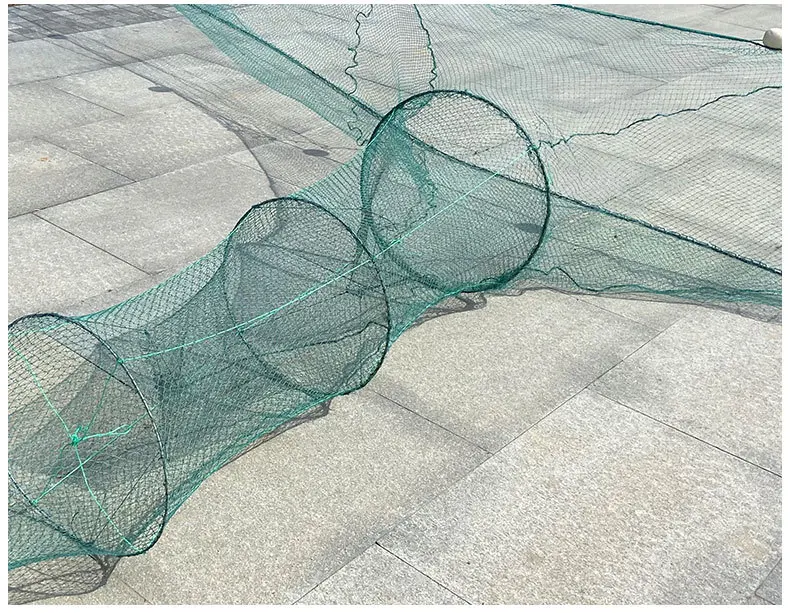 long train folding PE net fishing trap net crab with ring frame  2022 Yoursjoys Wholesale Hot Sale